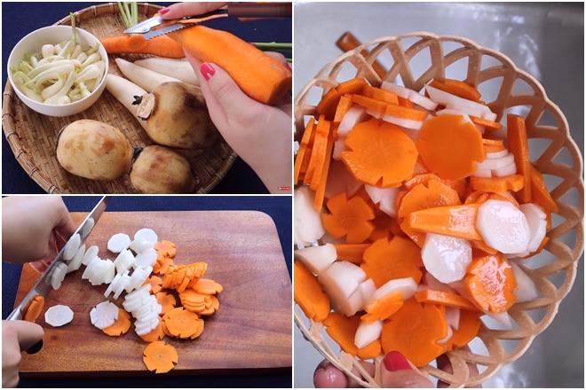 sơ chế củ cải cà rốt
