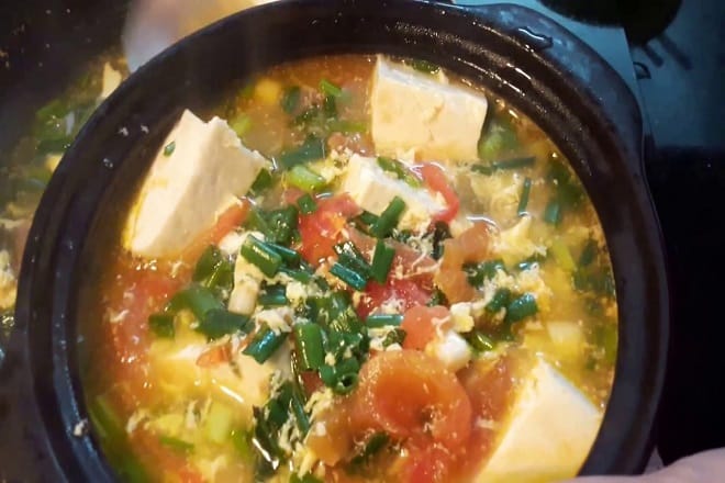 canh trứng đậu phụ
