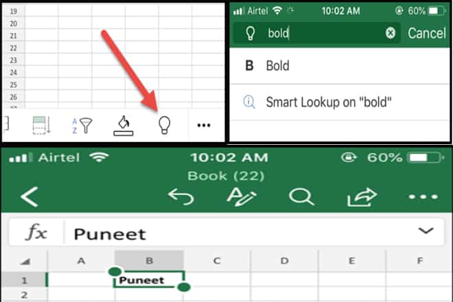 Hướng dẫn sử dụng Excel trên điện thoại tính năng trợ giúp