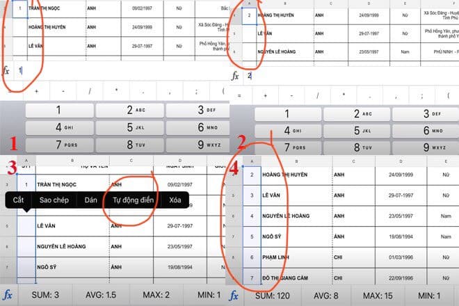 Hướng dẫn sử dụng Excel trên điện thoại tự động điền số tứ tự